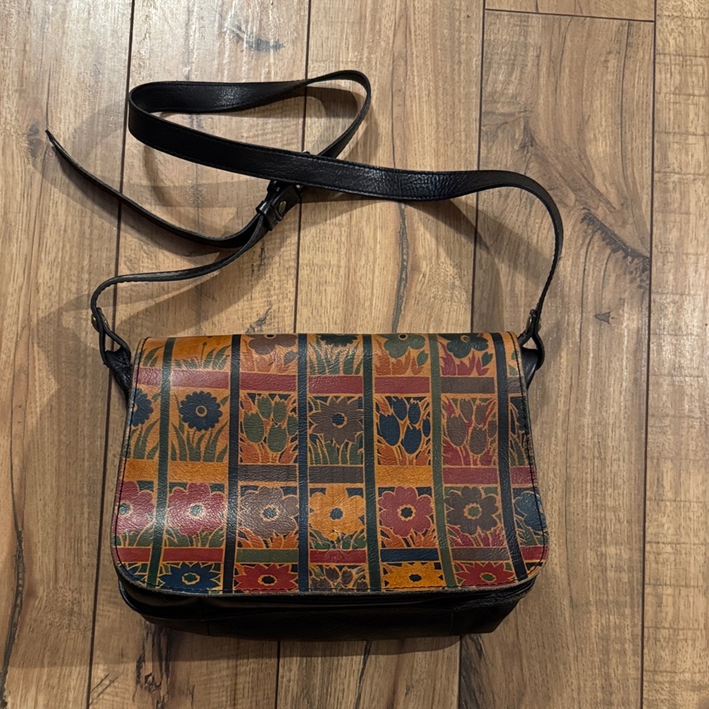 Patricia Nash Multicolor Floral Leather Crossbody Bag